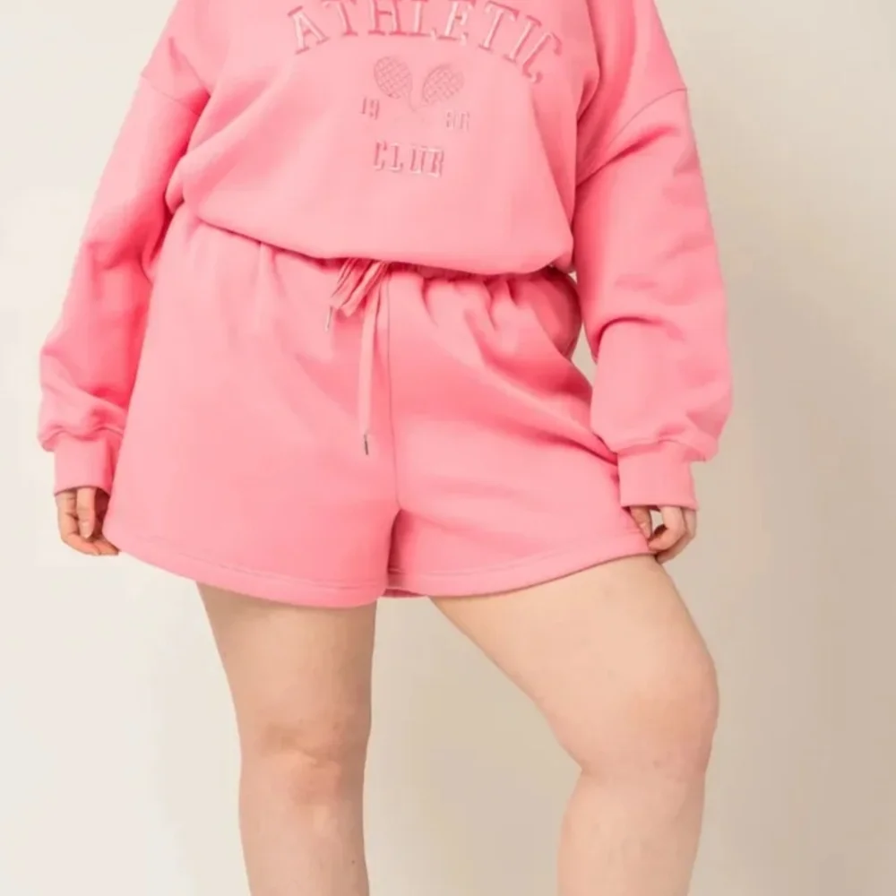 NWT Gilli 2PC Pink Sweatshirt & Short Set "Not That Athletic Club" Size 2X - Picture 7 of 8